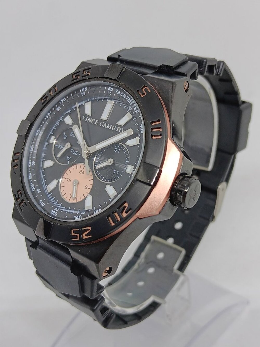 Vince Camuto VC/1010BKBK "The Master" Men's 43mm Rose S/Steel Black Dial Watch